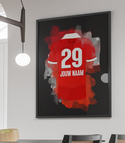 AZ Alkmaar ingelijste poster met eigen naam en rugnummer - AZ print met personalisatie