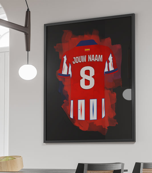 Atletico Madrid ingelijste poster met naam personalisatie