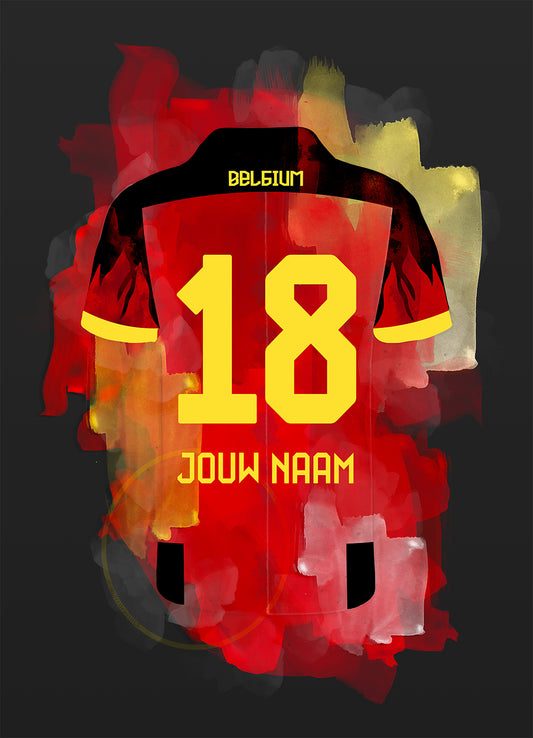 Belgie voetbal poster met naam en rugnummer