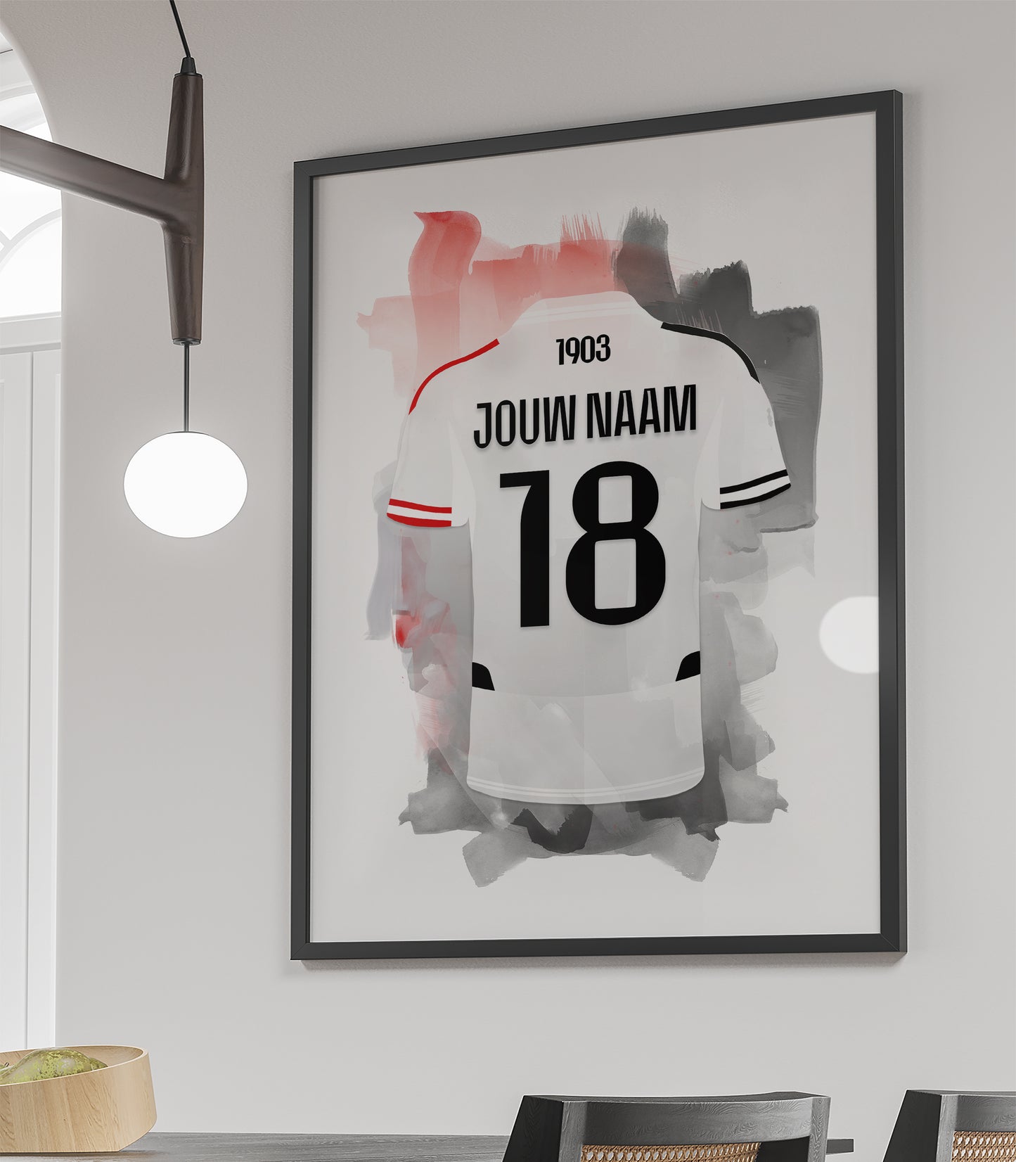Besiktas voetbal wanddecoratie - voetbal fan cadeau - ingelijste poster met witte achtergrond