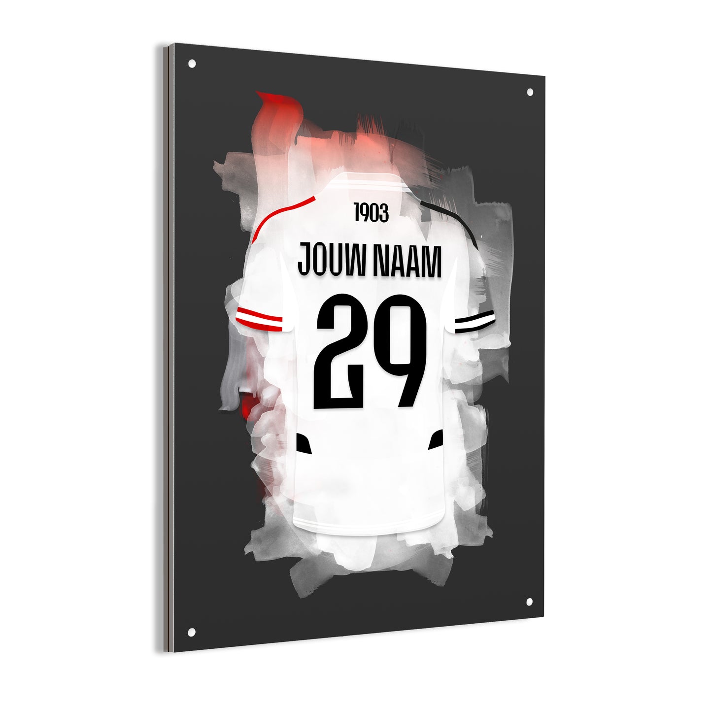 Besiktas voetbal wanddecoratie - voetbal fan cadeau - dibond poster met zwarte achtergrond
