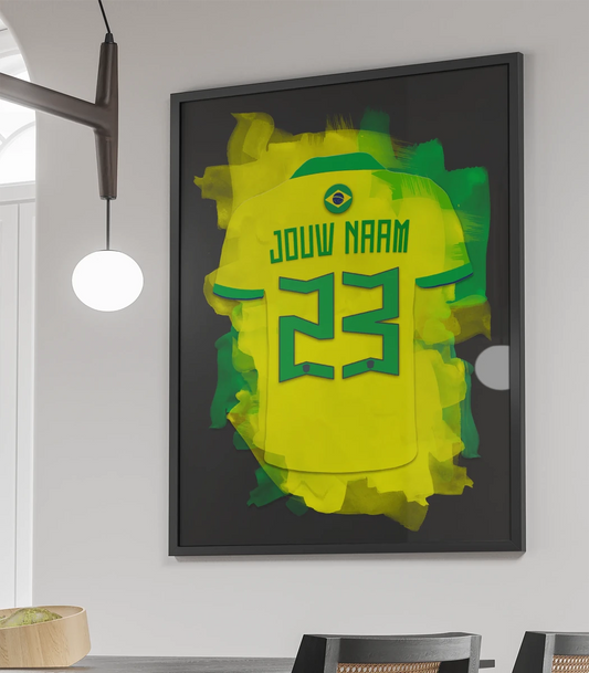 Braziliaans Elftal Voetbal Poster Met Personalisatie Muurdecoratie