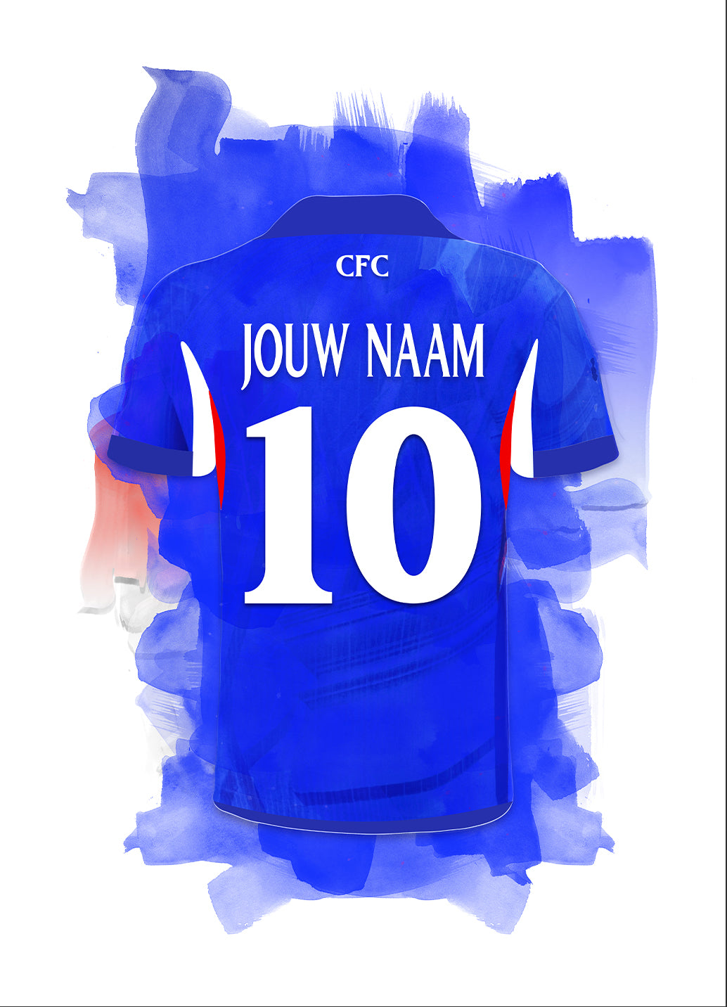 Chelsea FC wanddecoratie met eigen naam - Fan voetbal cadeau - Losse poster - Witte achtergrond - Chelsea shirt 2026