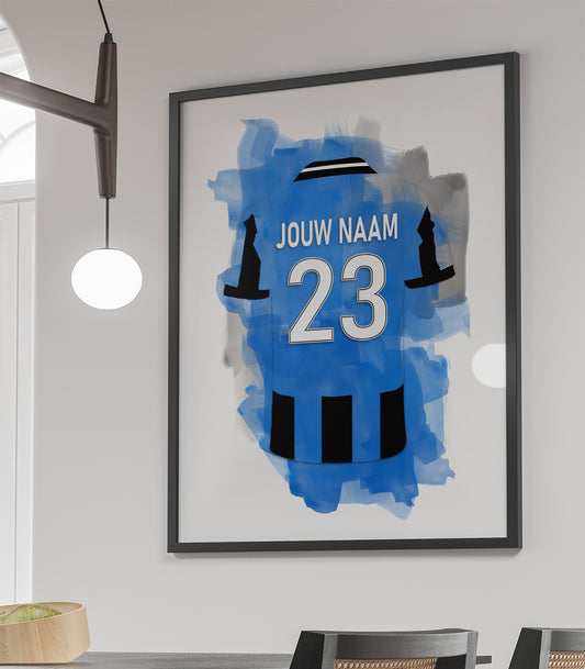 Brugge voetbalposter met eigen naam en rugnummer - Poster - Ingelijste poster - Canvas en Dibond