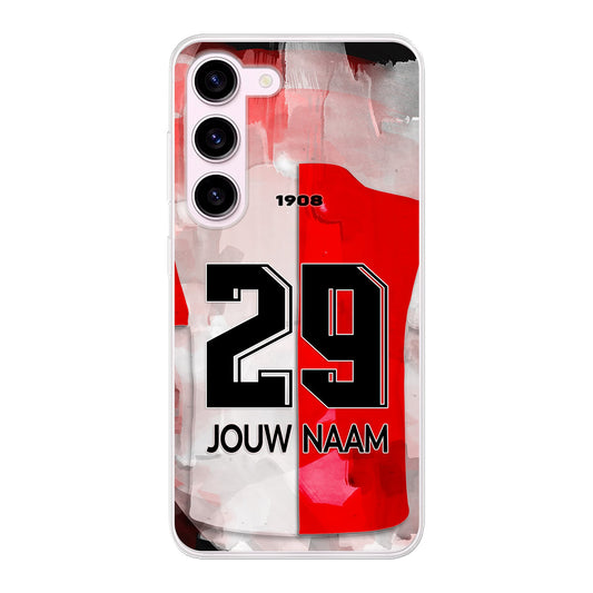 Personaliseerbaar Feyenoord Rotterdam voetbal soft-case telefoonhoesje voor Samsung Galaxy, met naam en rugnummer