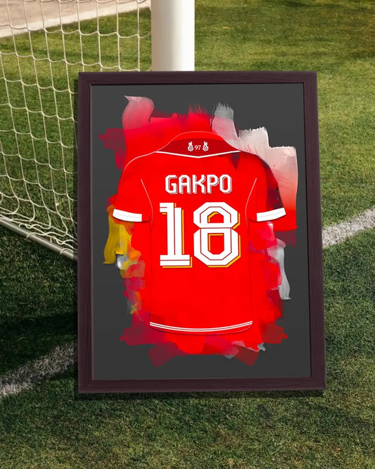 Cody Gakpo poster in Liverpool FC shirt