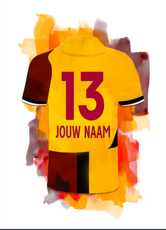 Galatasaray witte poster met naam en rugnummer - Galatasaray poster met personalisatie