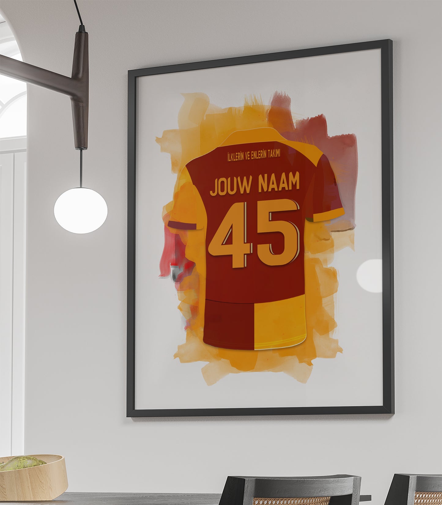 Galatasaray wanddecoratie - Ingelijste poster - Witte achtergrond - Voetbal fan cadeau