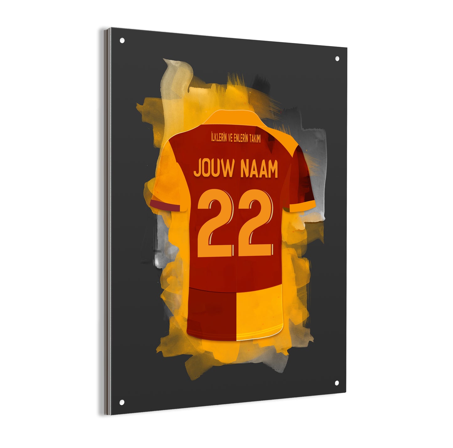 Galatasaray wanddecoratie - Dibond poster - Zwarte achtergrond - Voetbal fan cadeau