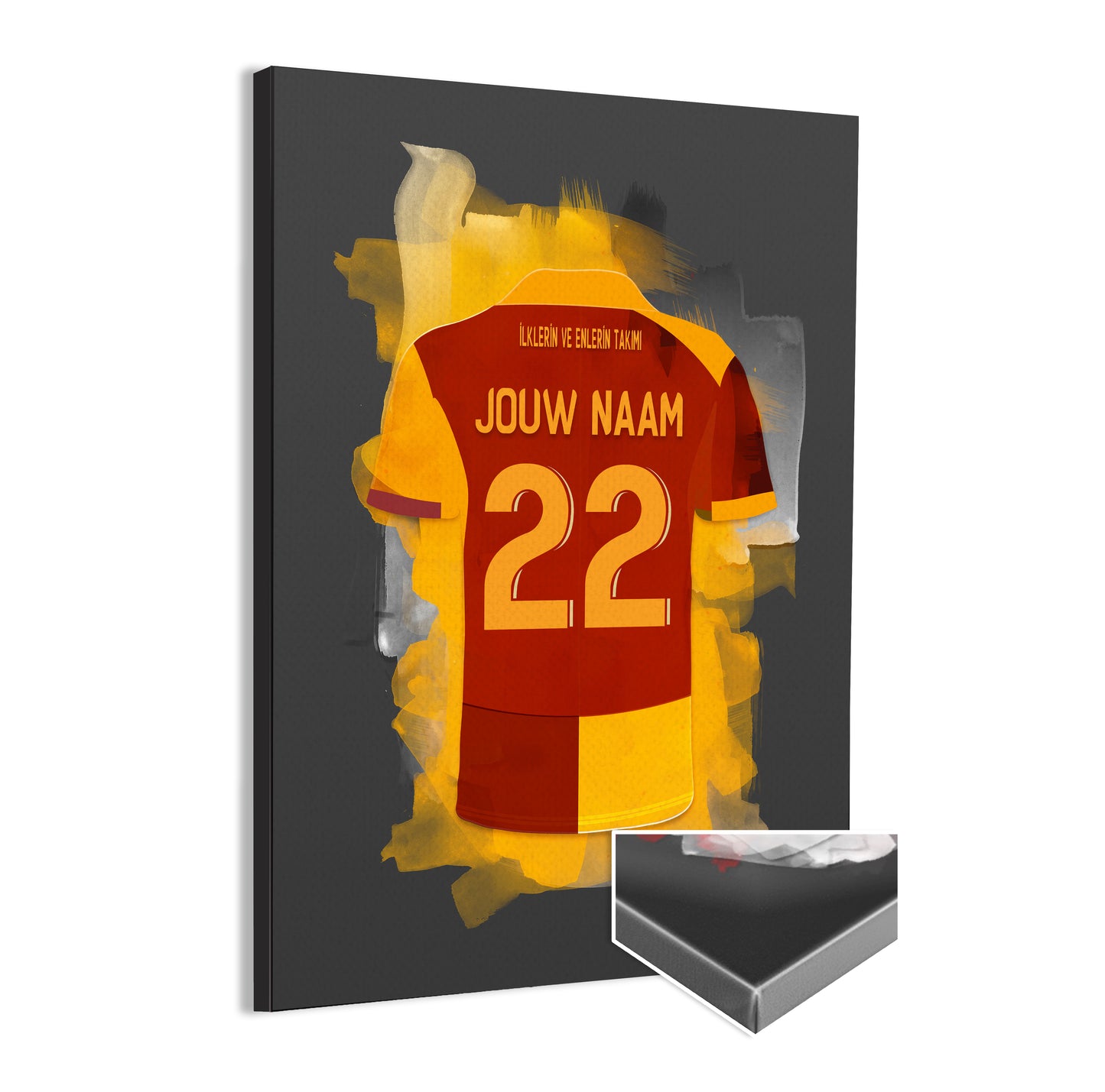 Galatasaray wanddecoratie - Canvas poster - Zwarte achtergrond - Voetbal fan cadeau