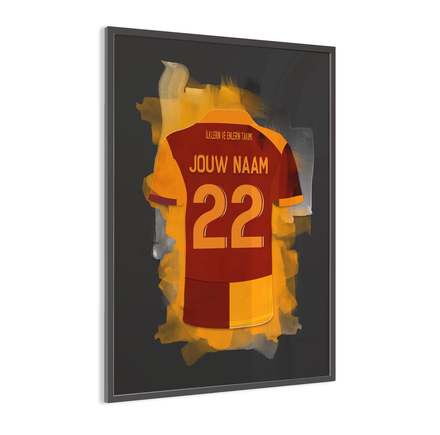Galatasaray wanddecoratie - Ingelijste poster - Donkergrijze achtergrond - Voetbal fan cadeau