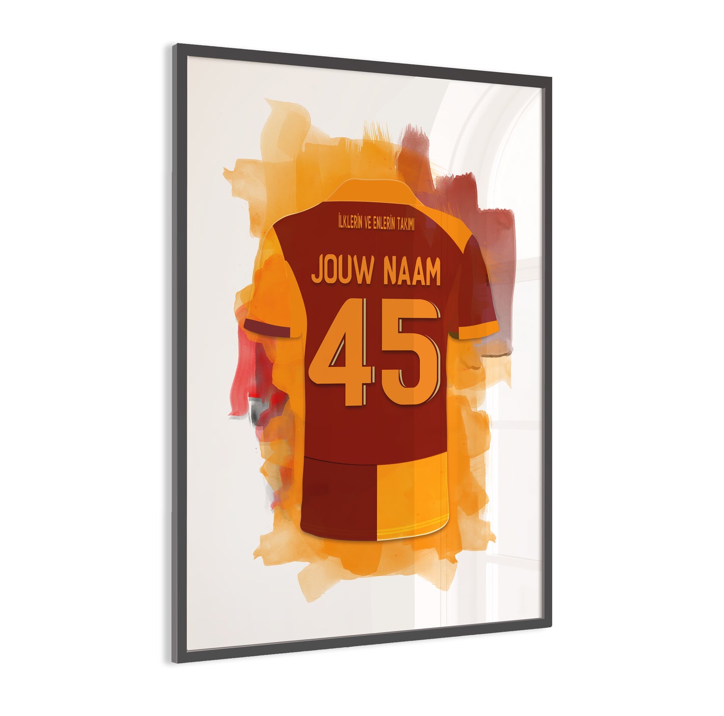 Galatasaray wanddecoratie - Ingelijste poster - Witte achtergrond - Voetbal fan cadeau
