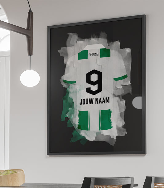 FC Groningen ingelijste poster met eigen naam en rugnummer - FC Groningen print met personalisatie
