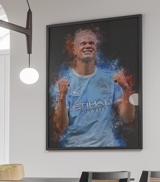 Haaland Voetbal Wanddecoratie Poster met Lijst Cadeau Voetbalfan