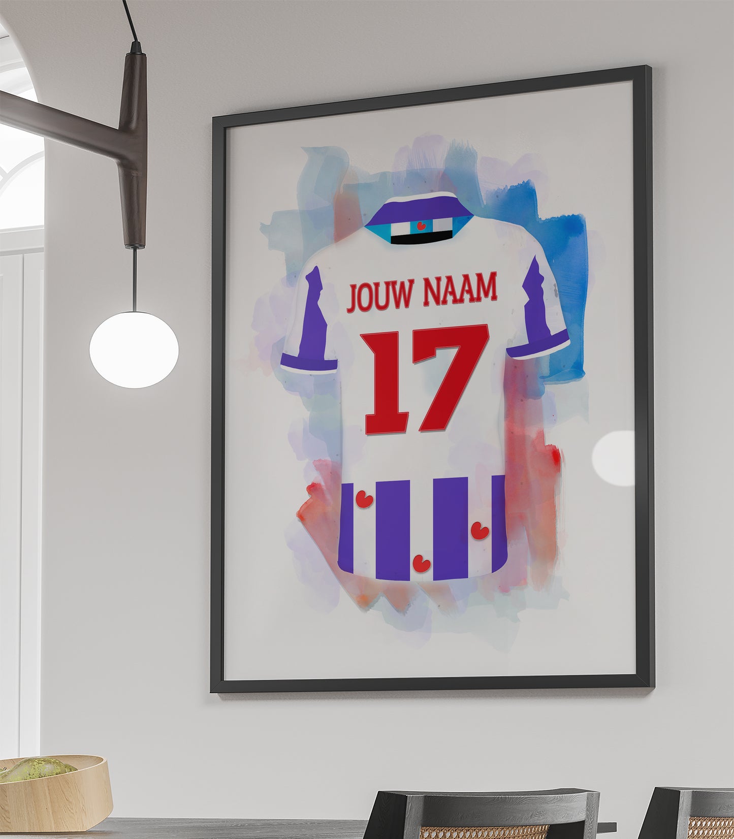 SC Heerenveen ingelijste poster wit met naam - SC Heerenveen print met personalisatie
