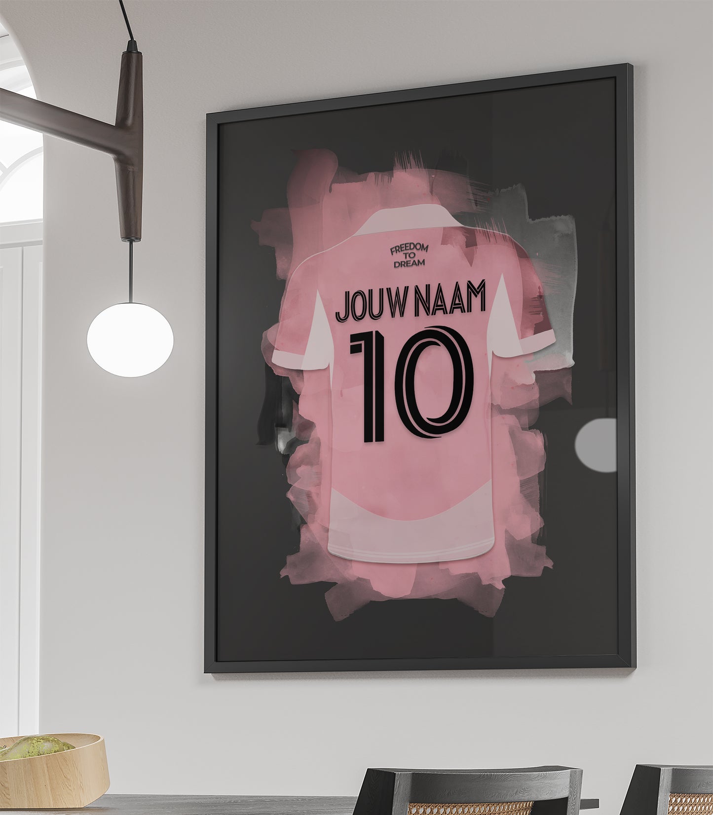 Inter Miami wanddecoratie - Ingelijste poster - Messi voetbal fan cadeau