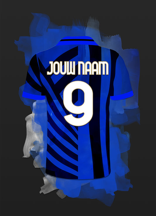 Inter Milan poster met eigen naam en rugnummer - Internationale poster met personalisatie