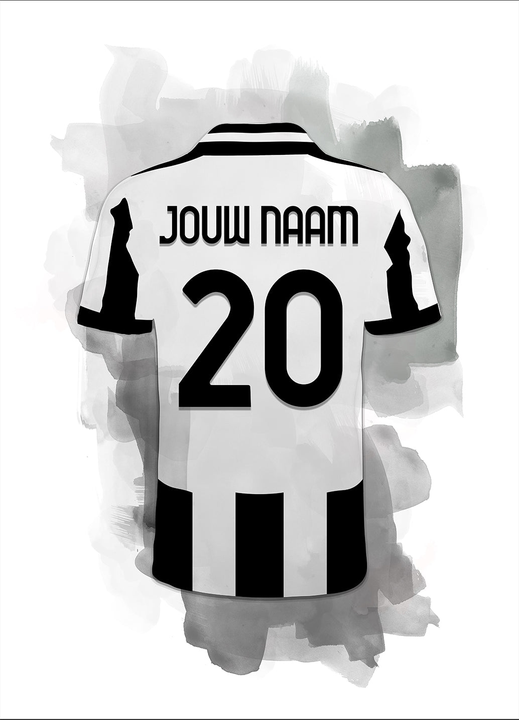 Juventus FC witte poster met eigen naam en rugnummer - Juventus poster met personalisatie