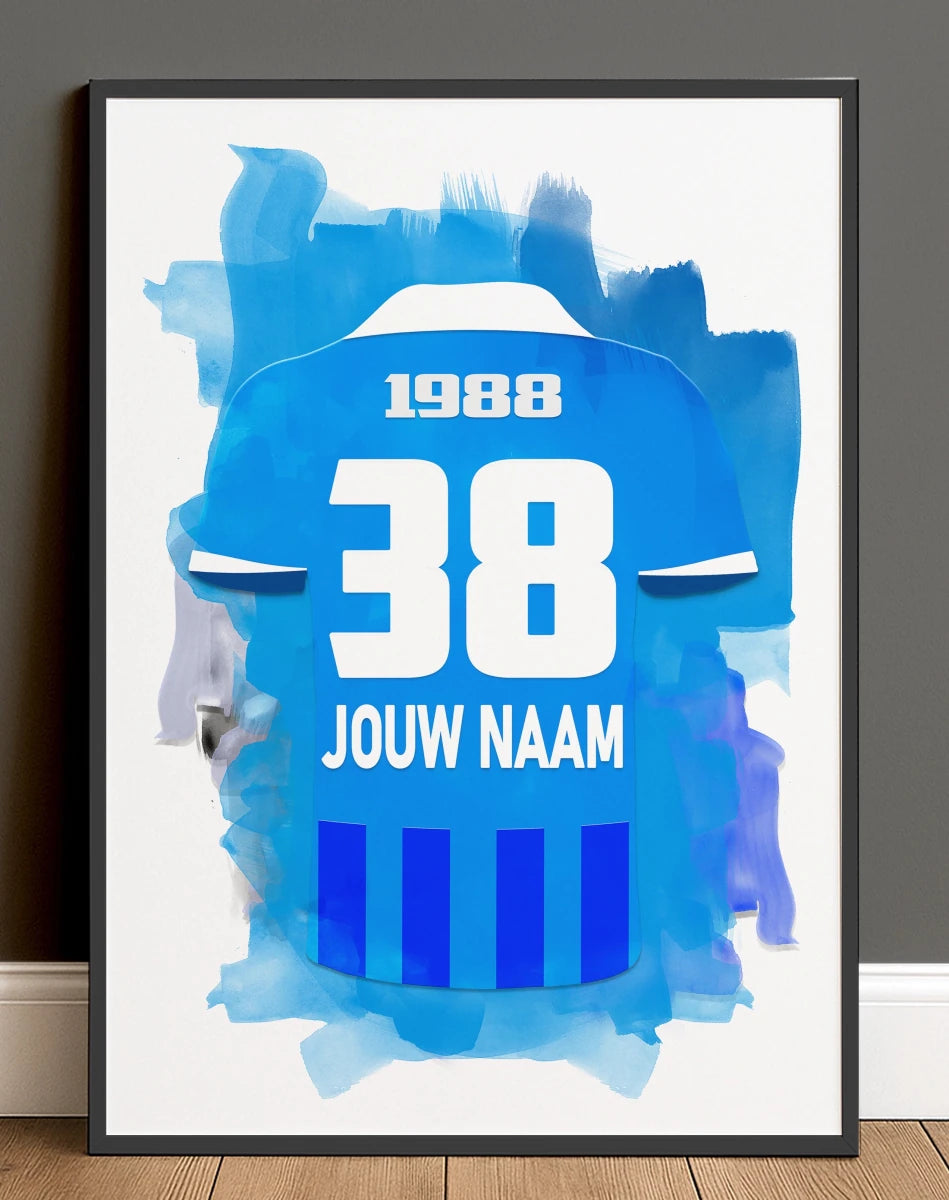 KRC Genk voetbal poster in unieke waterverfstijl