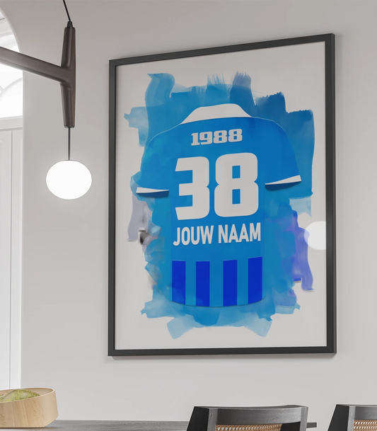 KRC Genk voetbal poster in unieke waterverfstijl