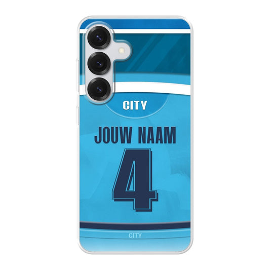 Manchester City telefoonhoesje - Met personalisatie - Samsung Galaxy - Voetbal fan kado