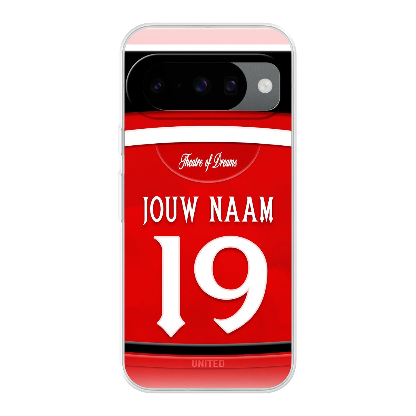 Manchester United FC telefoonhoesje met naam - Google Pixel - Voetbal fan kado