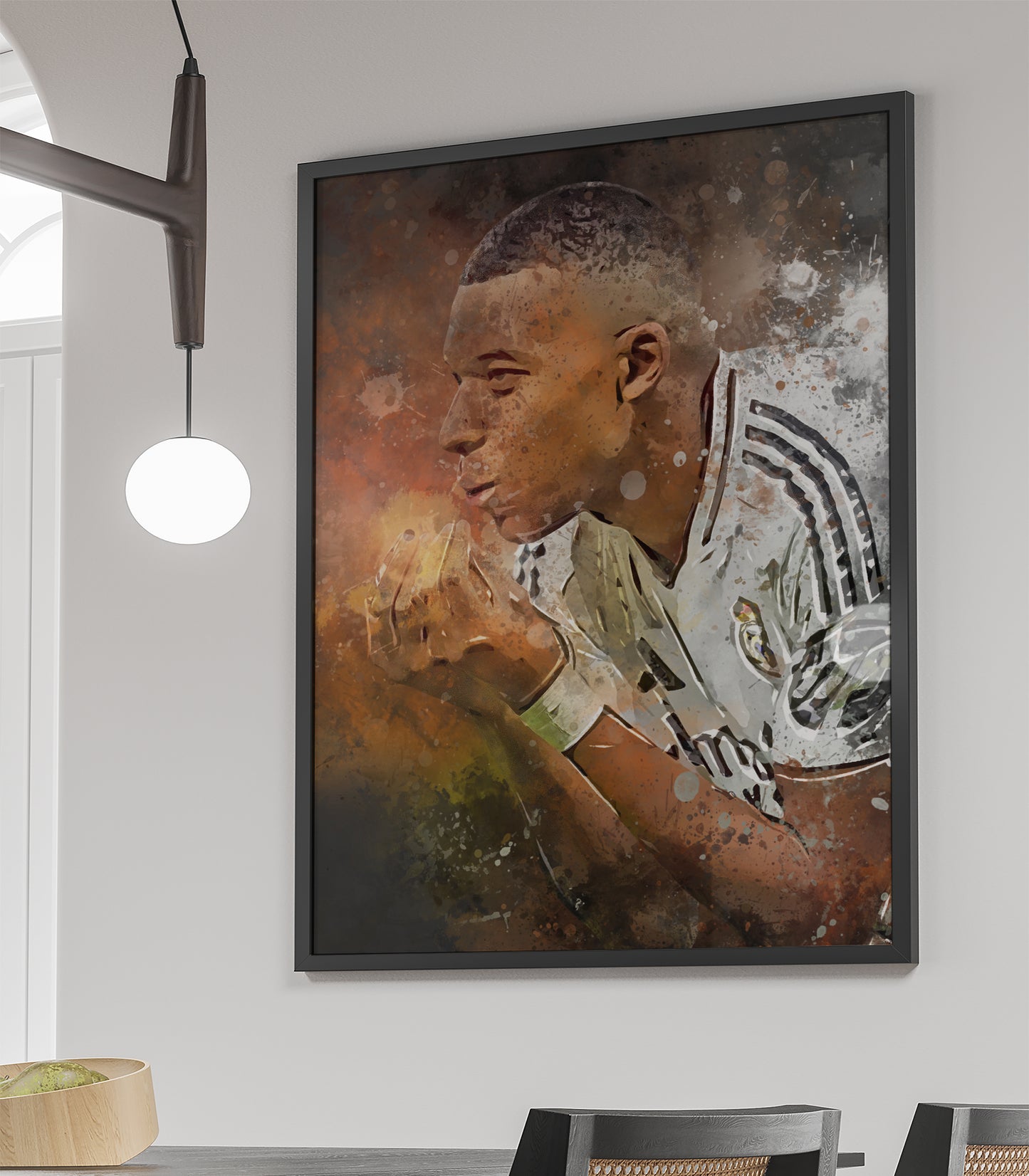 Kylian Mbappe wanddecoratie - Ingelijste poster - Voetbal fan kado