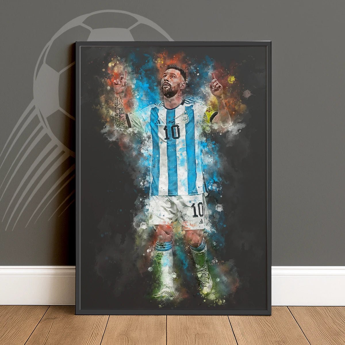 Messi Voetbal Poster Waterverf Jongenskamer Voetbal Cadeau