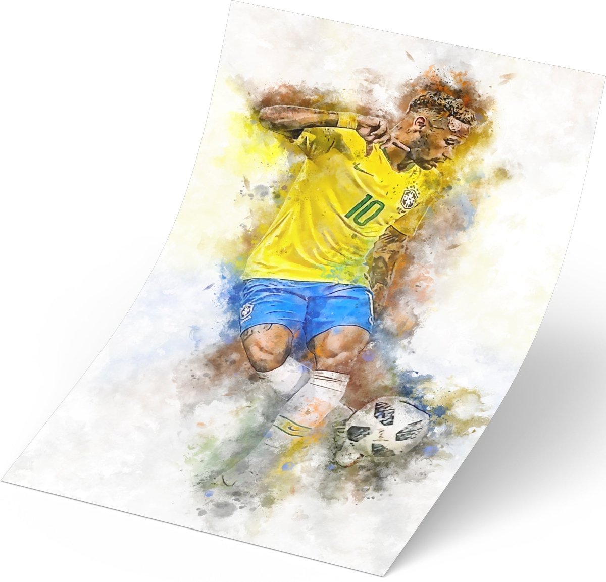Neymar JR voetbal poster aquarel waterverf