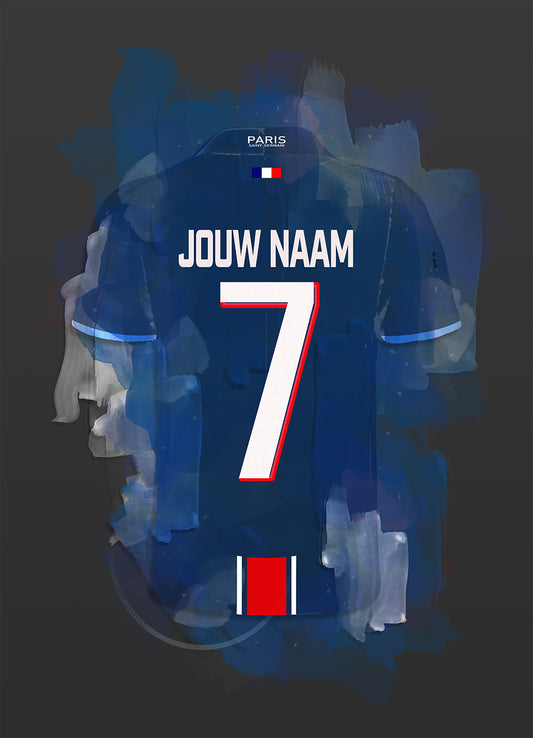 Paris voetbalposter - met eigen naam en rugnummer