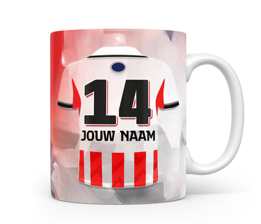 PSV Eindhoven mok met eigen naam - Voetbal fan cadeau