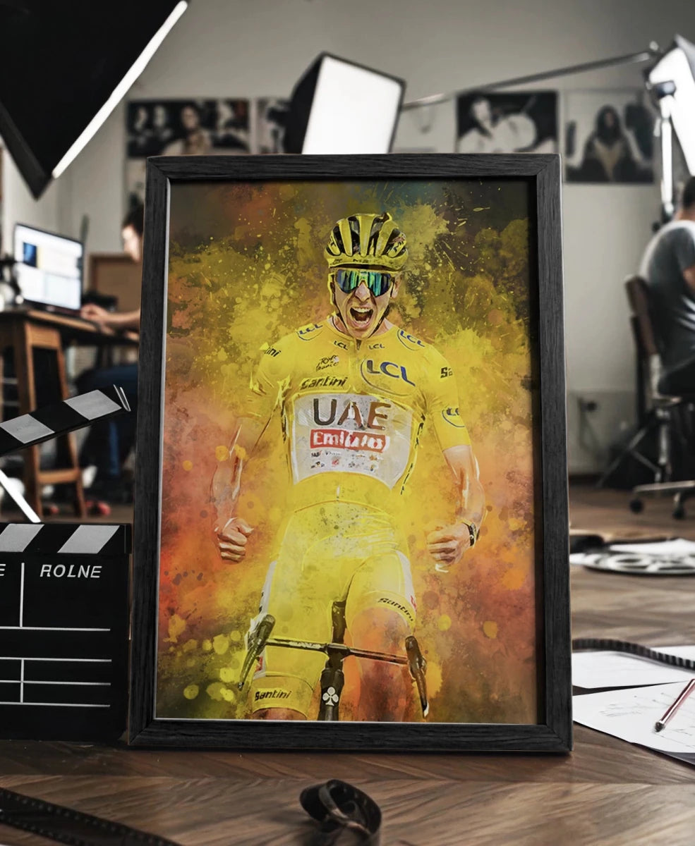 Pogacar ingelijste poster in waterverf stijl