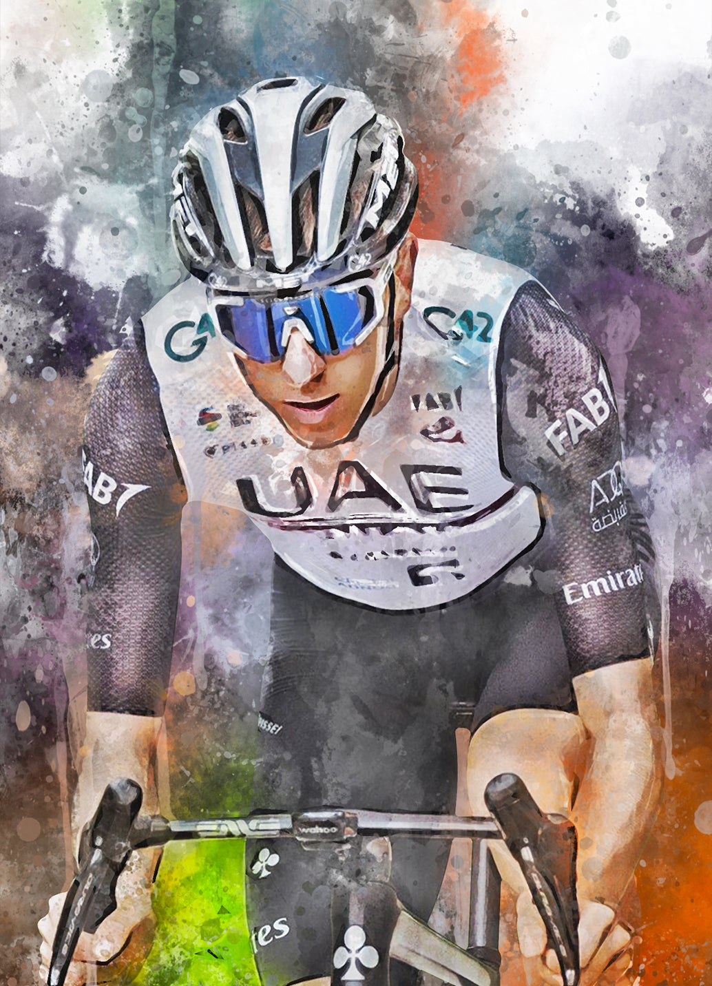 Pogacar witte wielrenners poster met motiverend wielrenner print – ideaal voor fietsfanaten en wielrenners