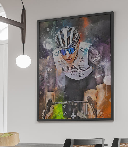 Pogacar ingelijste poster met motiverend wielrenner print – ideaal voor fietsfanaten en wielrenners