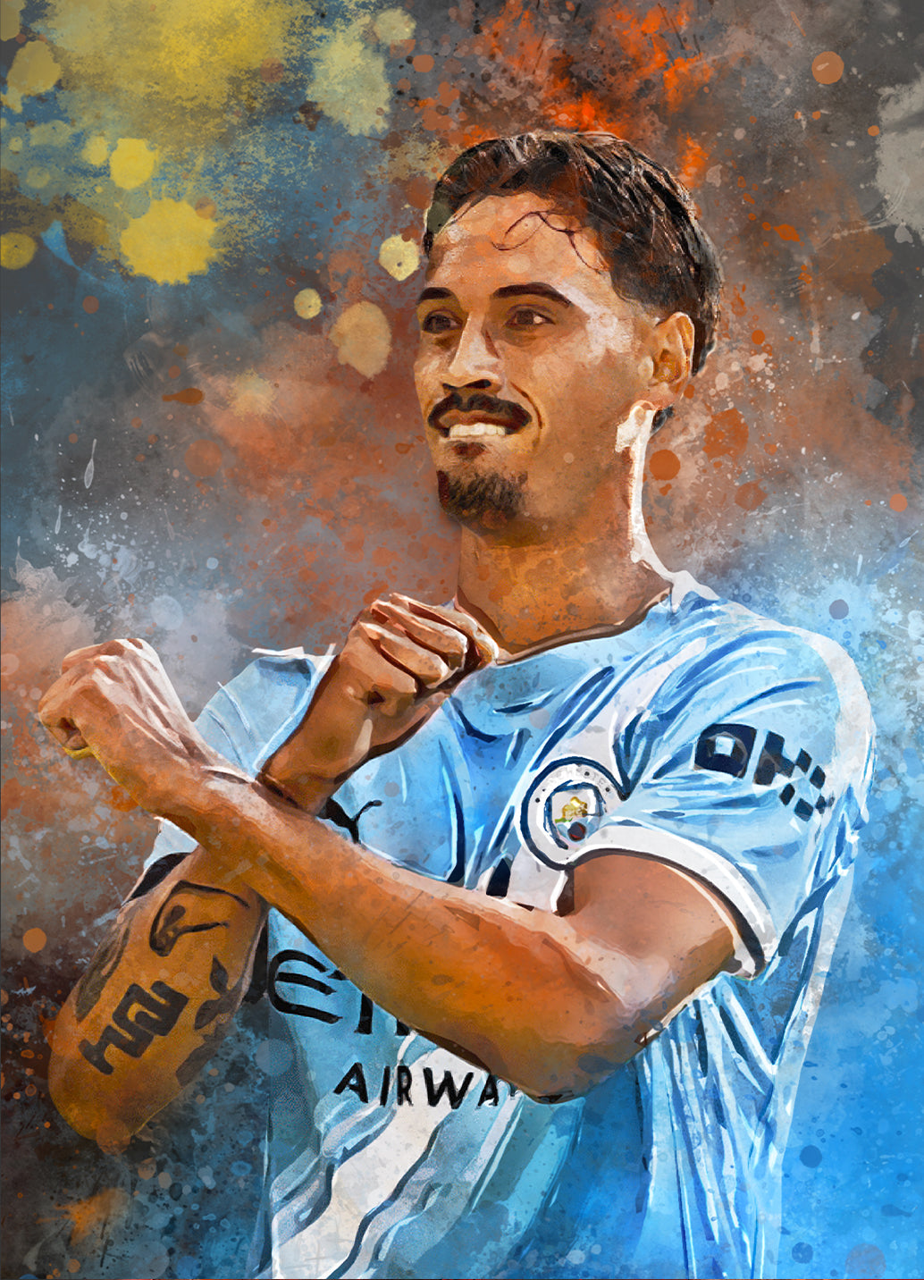 Tijjani Reijnders portret wanddecoratie - Losse poster - Voetbal fan cadeau