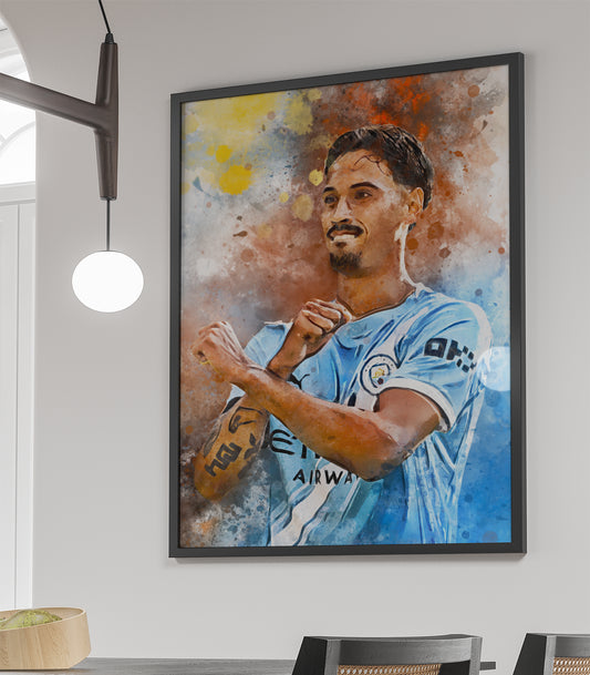 Tijjani Reijnders portret wanddecoratie - Ingelijste poster - Voetbal fan cadeau