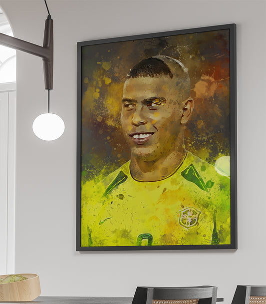 Ronaldo R9 ingelijste poster - portret poster - voetbal fan cadeau