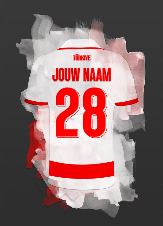 Turk Elftal voetbal poster met eigen naam en rugnummer - Turkse voetbal team poster met personalisatie