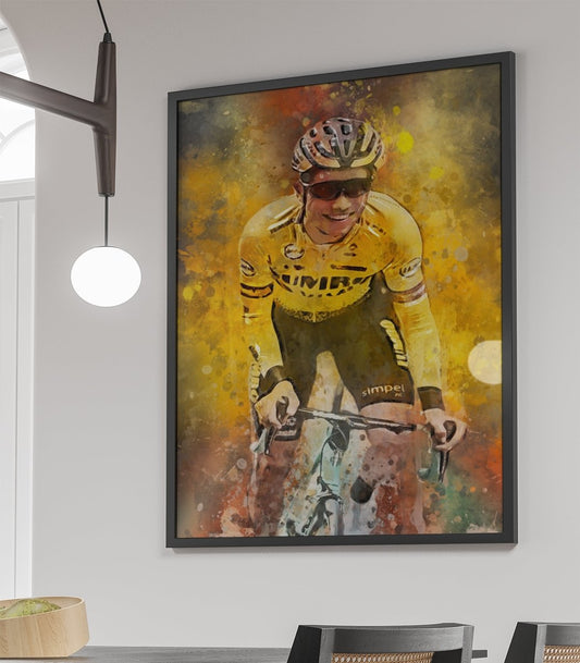 Van Aert Jumbo Visma poster met motiverend wielrenner ontwerp – ideaal voor fietsfanaten en wielrenners