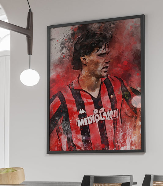 Van Basten ingelijste poster in Milan tenue