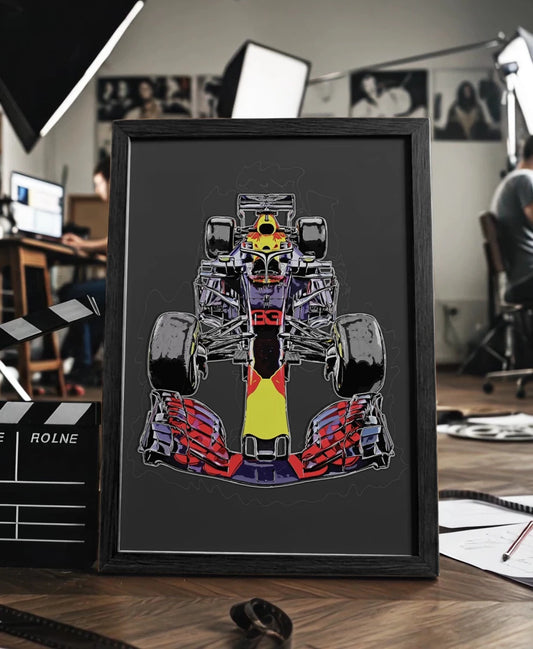 Formule 1 ingelijste poster waterverf