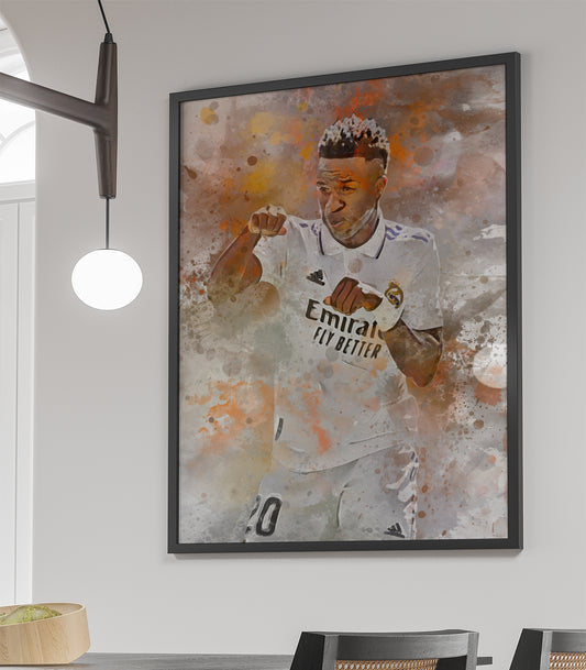 Vinicius Jr voetbal wanddecoratie - Vini Jr tekening - Vini Jr ingelijste poster - Vini Jr voetbal poster