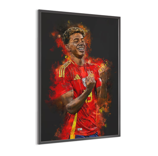 Lamine Yamal ingelijste poster - voetbal speler muur decoratie