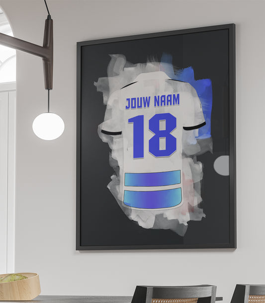 PEC Zwolle ingelijste poster met eigen naam en rugnummer - PEC Zwolle print met personalisatie