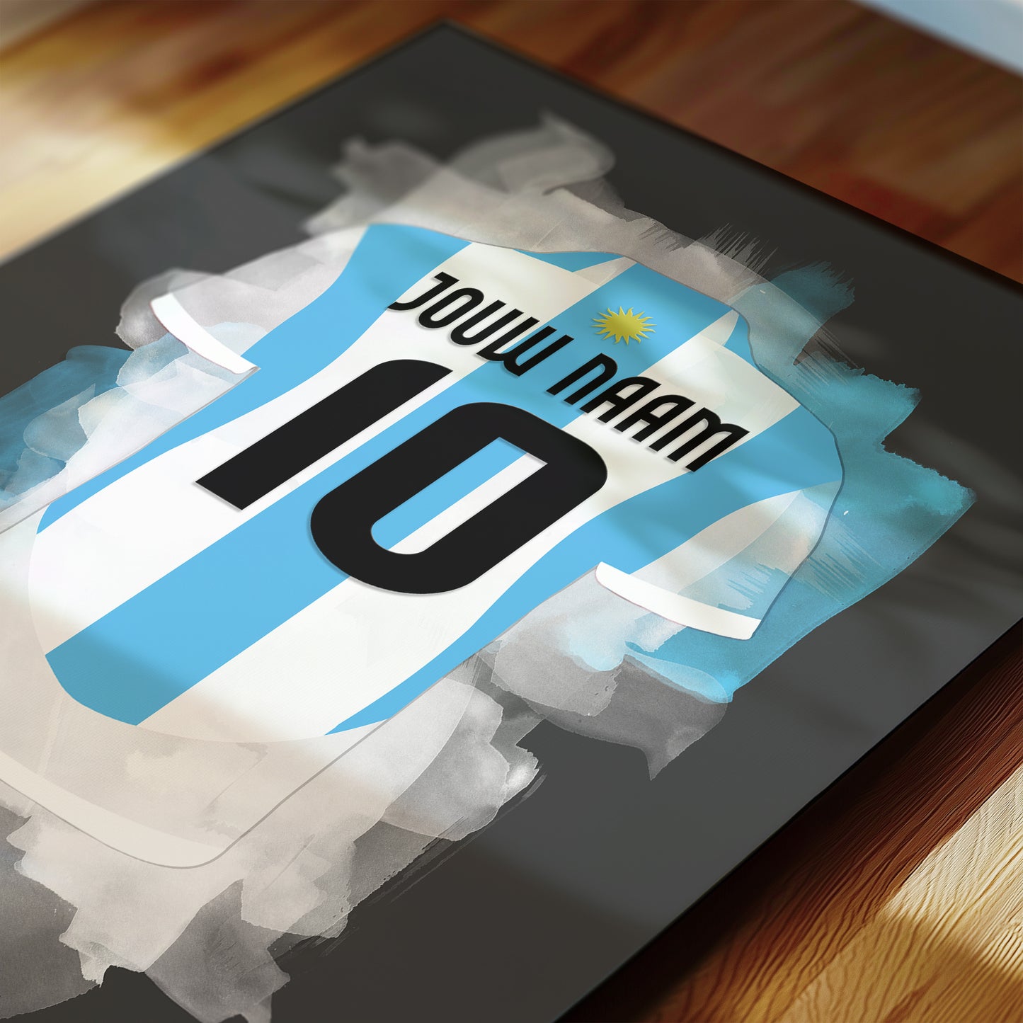 Argentinië voetbal poster met personalisatie bestellen op canvas, dibond, poster of ingelijste poster.