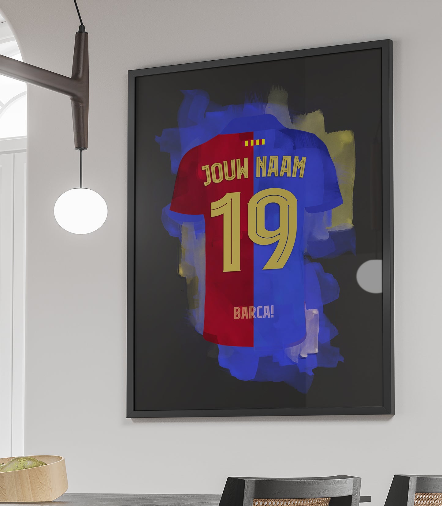 Framed poster FC Barcelona met personalisatie eigen naam