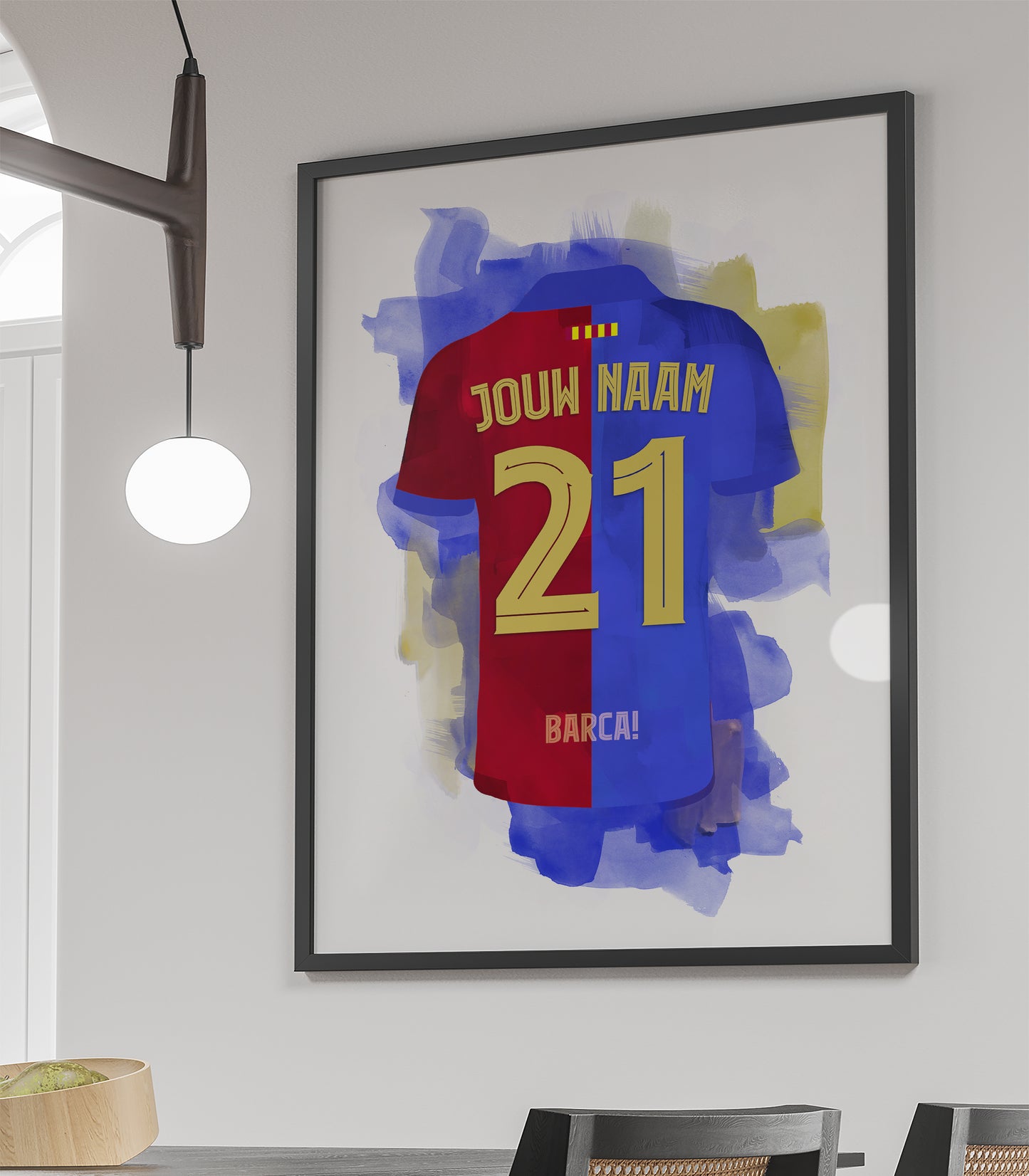 Framed poster FC Barcelona met personalisatie eigen naam