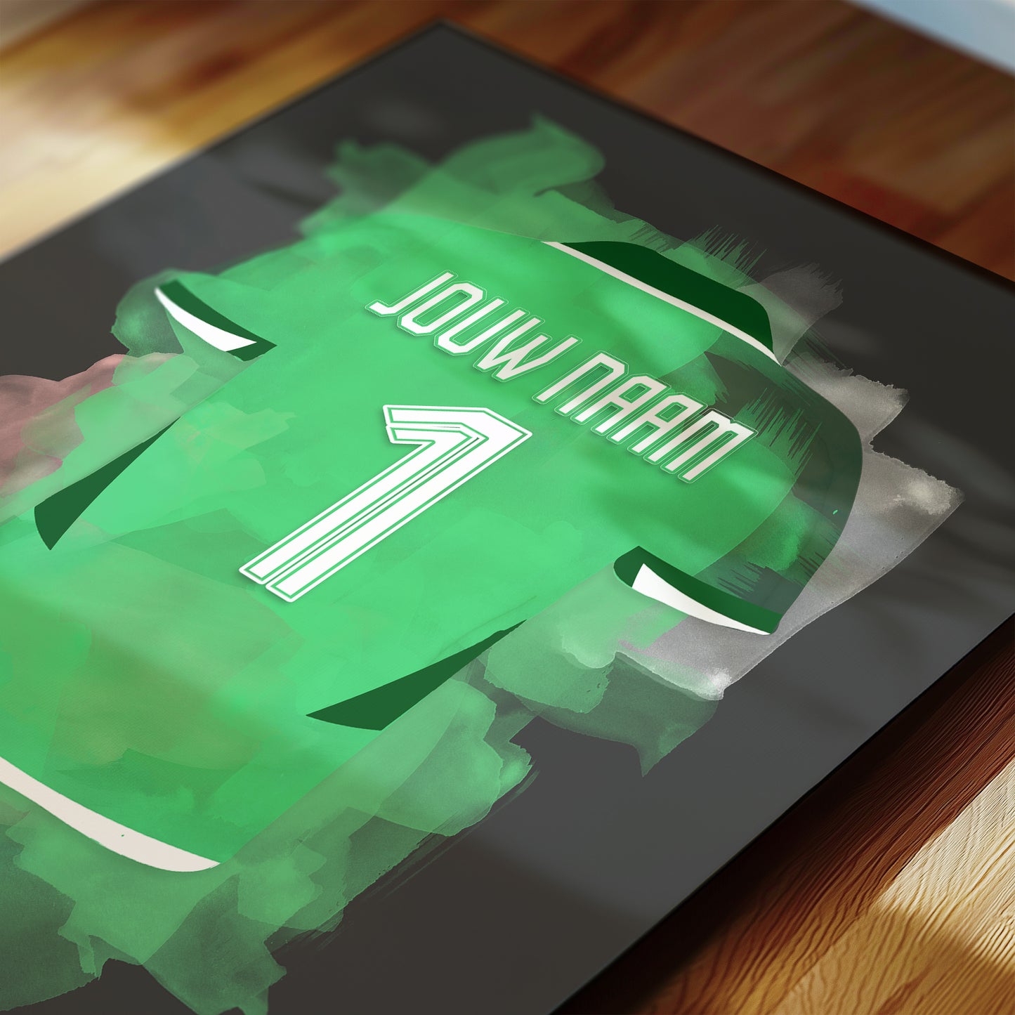 Nederland voetbal poster met personalisatie bestellen op canvas, dibond, poster of ingelijste poster.