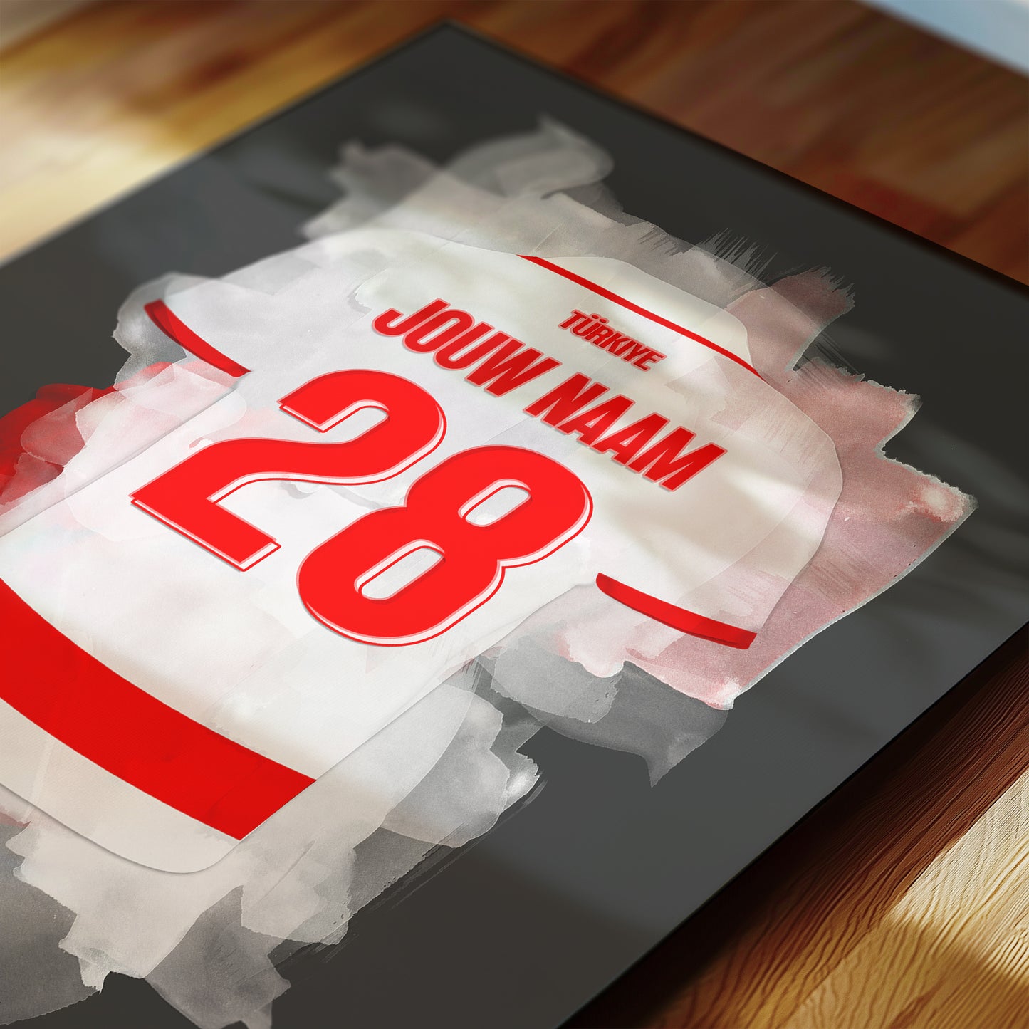 Turkije voetbal poster met personalisatie bestellen op canvas, dibond, poster of ingelijste poster.