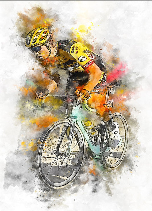 Van Aert Jumbo Visma poster met motiverend wielrenner ontwerp – ideaal voor fietsfanaten en wielrenners.